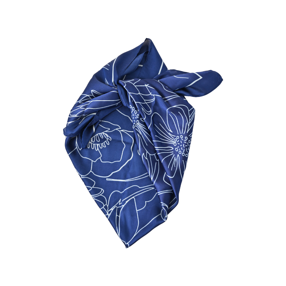 K&Co Sorrento Printed Headscarf - NAVY BOUQUET